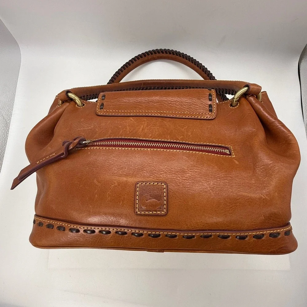 Dooney & Bourke Florentine Vachetta Leather Satchel Handbag Natural Brown Purse